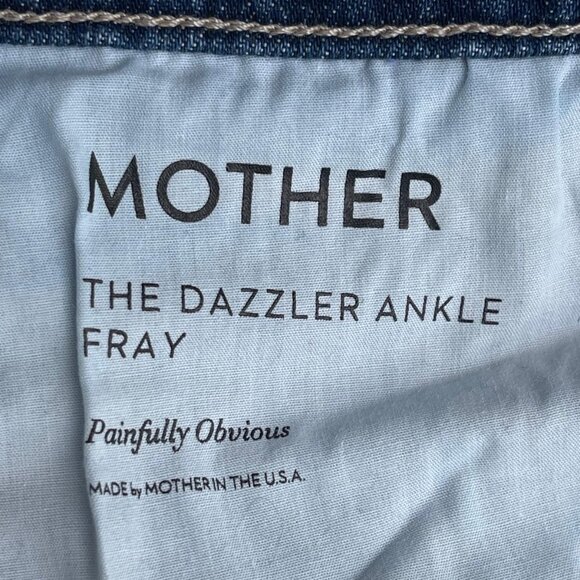Mother Superior Denim The Dazzler Ankle Fray In Painfully Obvious Blue Jeans 28 - Picture 10 of 11